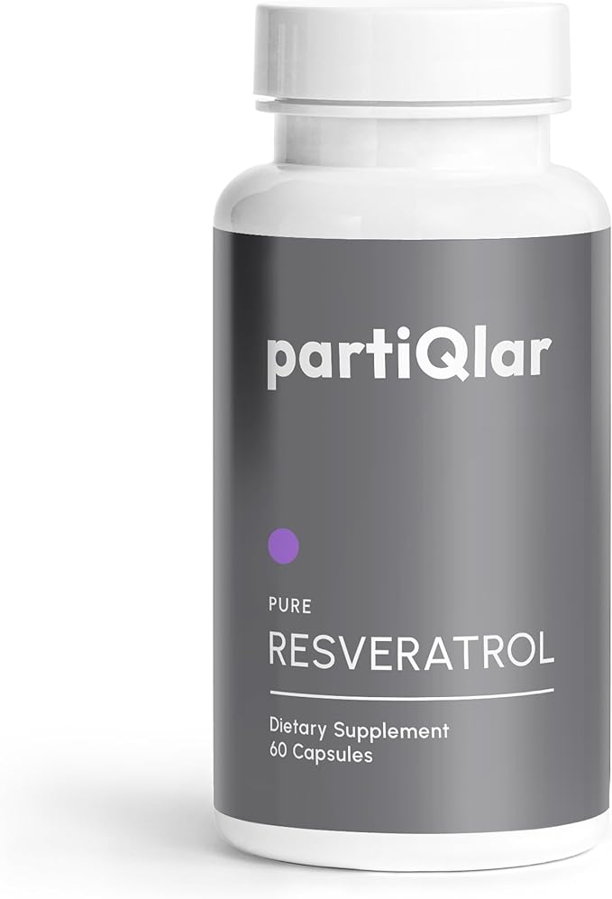 partiQlar Trans-Resveratrol 500mg - High Purity Resveratrol Supplement for Anti-Aging, Heart Health & Cellular Energy - Powerful Antioxidant & NAD+ Booster - 60 Veggie Capsules