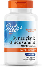 Doctor's Best Synergistic Glucosamine with MSM Formula - Joint Health Support Supplement for Women & Men, Features Vitamin C, Potassium, & Chloride, Non-GMO, Gluten Free, Soy Free - 180 Capsules