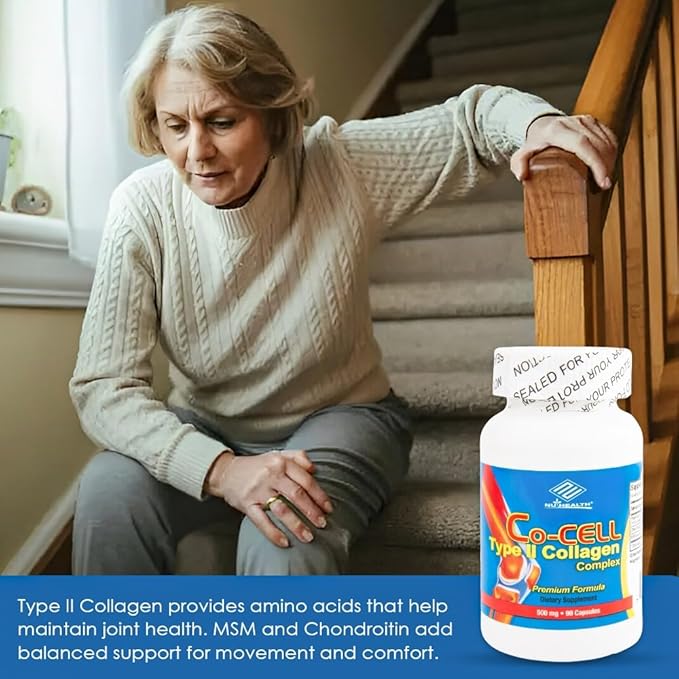 Co-Cell Type II Collagen Supplement | Hydrolyzed Chicken Cartilage with Chondroitin & MSM | Advanced Formula for Joint Care & Skin Support | 90 Capsules