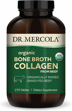 Dr. Mercola Organic Bone Broth Collagen – Organically Raised Grass-Fed Beef – Dietary Supplement – Supports Bone and Joint Comfort – USDA Organic, Non-GMO – 90 Servings (270 Tablets)