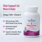 Nordic Naturals Prenatal DHA, Unflavored - 180 Soft Gels - 830 mg Omega-3 + 400 IU Vitamin D3 - Supports Brain Development in Babies During Pregnancy & Lactation - Non-GMO - 90 Servings