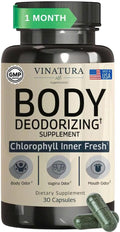 VINATURA Body Deodorizing Supplement for Women - Magic Chlorophyll Pills for Body Odor Eliminator, it Works for Her Internal Deodorant, 30 Capsules
