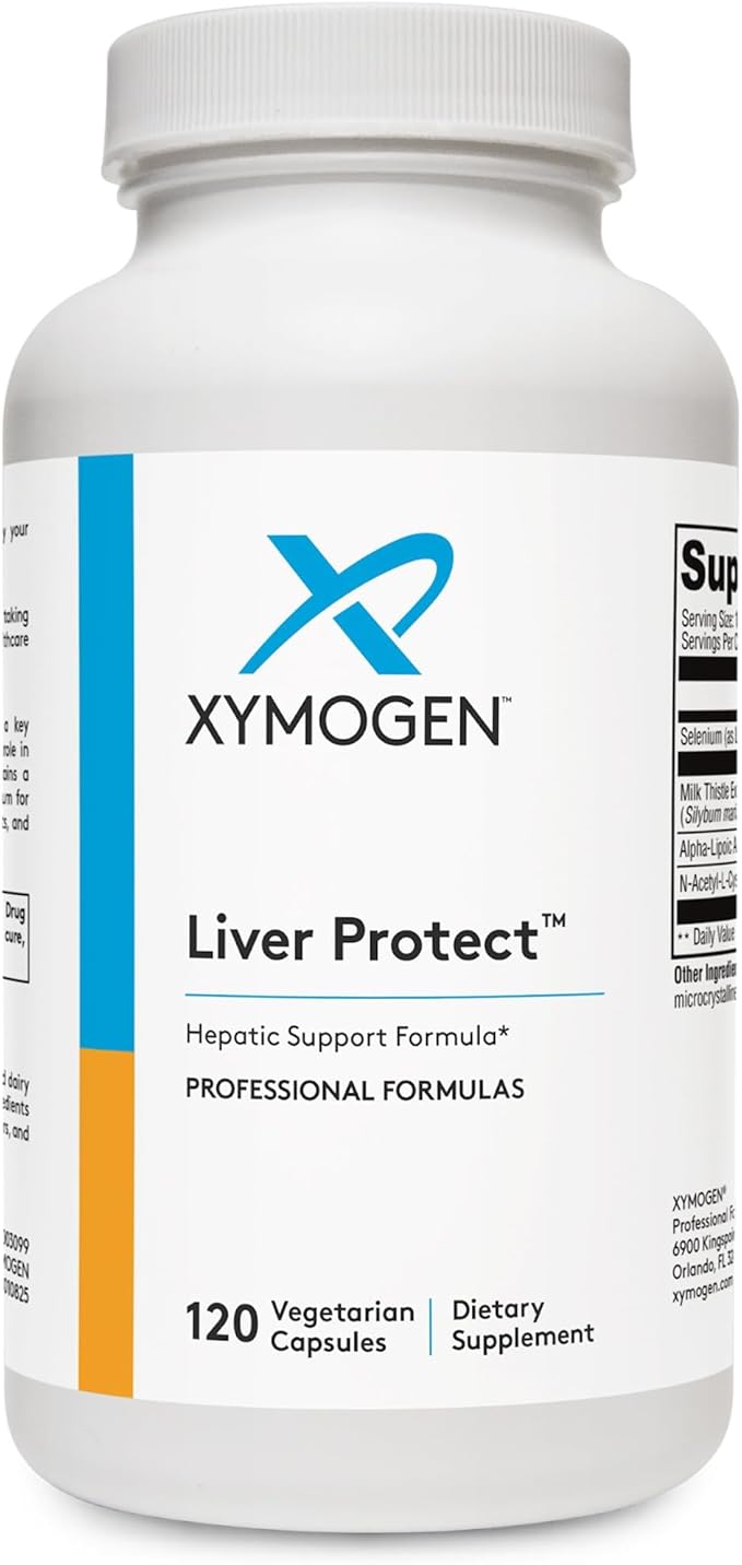 XYMOGEN Liver Protect - Supports Liver Health + Glutathione Production - Milk Thistle Extract, ALA Alpha-Lipoic Acid, N-Acetyl-L-Cysteine, Selenium L-Selenomethionine (120 Capsules)