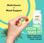 MEWD Teen and Kids Mood Support Multivitamin Gummies - Natural Focus & Calm with L-Theanine, Vitamins A, C, D3, B6, B9 & B12, Plus Zinc & Iron - Vegan Immune Booster, Gluten-Free Brain Health