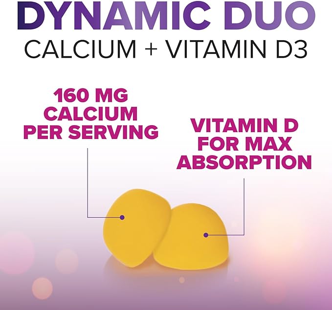 Calcium Supplement Gummies - Sugar Free Calcium Gummy with Vitamin D3 for Best Absorption - Supports Immune Health, Bones & Teeth - Nature's Calcium Chews for Women & Men - Orange Flavor - 60 Gummies