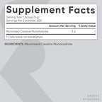 Sports Research Creatine Monohydrate - Gain Lean Muscle, Improve Performance and Strength and Support Workout Recovery - 5 g Micronized Creatine - 35.27 oz