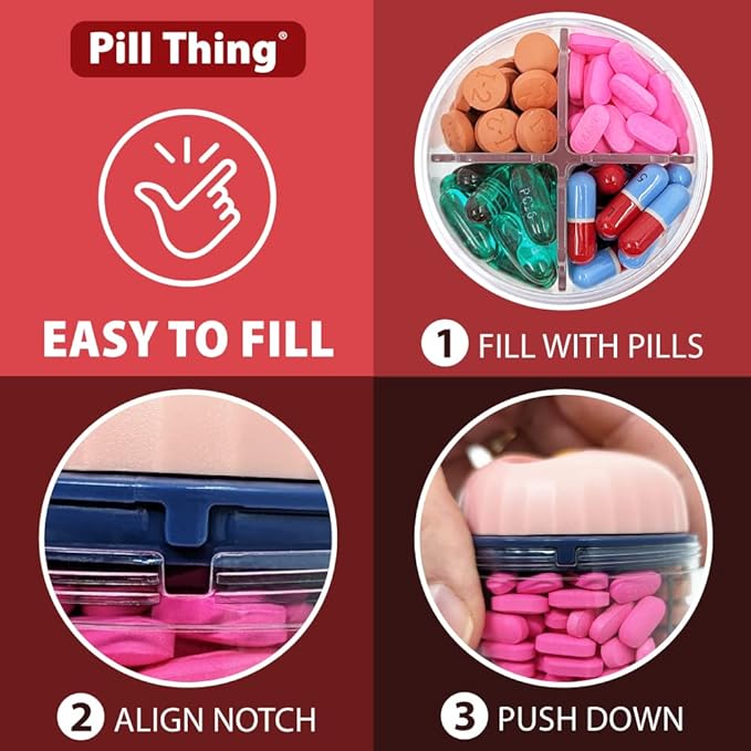 Mini Pill Dispenser Organizer Bottle, Daily Travel Medication Box with Secure Closure (Mini - White)