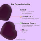 NAD Gummies with Resveratrol, Multivitamin Blend, Quercetin, Collagen and Zinc, Chewable NAD Gummy for Women, Natural Grape Flavor, Convenient Daily Chew, 60 Count