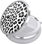 Nipichsha Pill Box, Small Pill Case for Purse & Pocket, Cute Travel Medicine Organizer, Portable Medicine Container Holder to Hold Vitamins, Medication, Fish Oil & Supplement, White Leopard