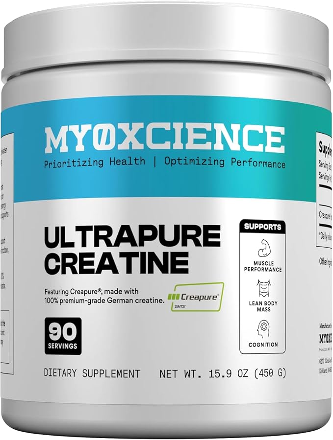 MYOXCIENCE Creapure® Creatine | 5 Grams German Creatine Monohydrate Per Serving | Supports Muscle Performance, Lean Body Mass, & Cognition (90 Serving Jar)