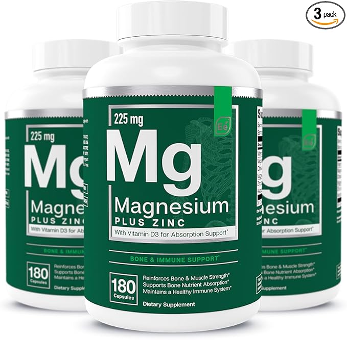 Essential Elements Magnesium Plus Zinc with Vitamin D3 - Scientifically Formulated Heart, Bone, & Muscle Support - 225mg Triple-Strength Magnesium Complex with Glycinate, Malate, Citrate - 540 Count