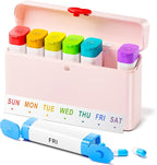 Odaro Weekly Pill Organizer 2 Times a Day, Large Pill Box 7 Day, Daily Twice Am Pm Medicine Organizer, Travel Contaniner for Medicine, Vitamin and Supplement, Pink
