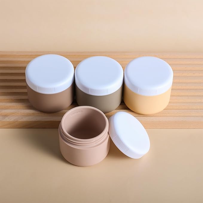 kuangre Travel Containers for Toiletries, Silicone Cream Jars BPA-Free, Leak-proof 1.35oz Travel Size Containers, Portable Size Silicone Jars with Lid for Cosmetic Face Hand Body Cream (4 Pack)