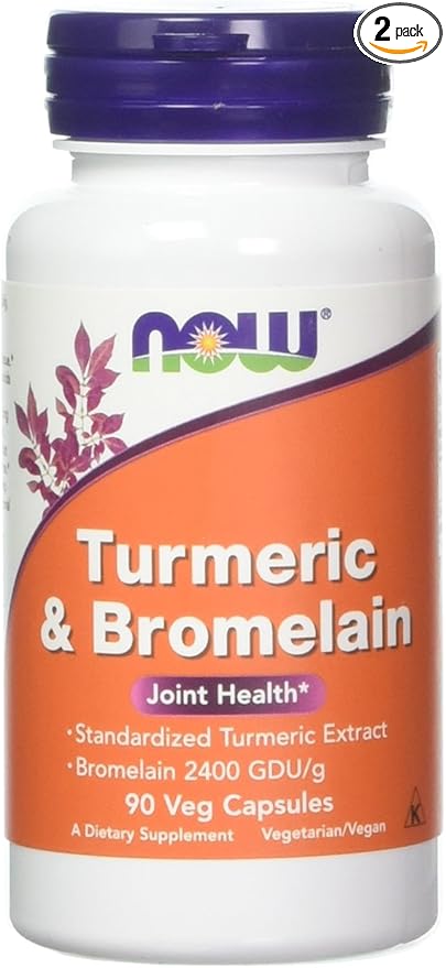 Now Foods Turmeric & Bromelain, 90 Vegetable Capsule (2 Pack)