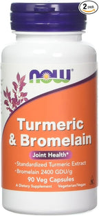 Now Foods Turmeric & Bromelain, 90 Vegetable Capsule (2 Pack)