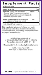 New Chapter Magnesium + Ashwagandha Supplement, 325 mg with Magnesium Glycinate for Muscle Relaxation & Recovery, Heart, Nerve & Bone Health, 2.5X Absorption, Non-GMO - 60 ct (2 Month Supply)