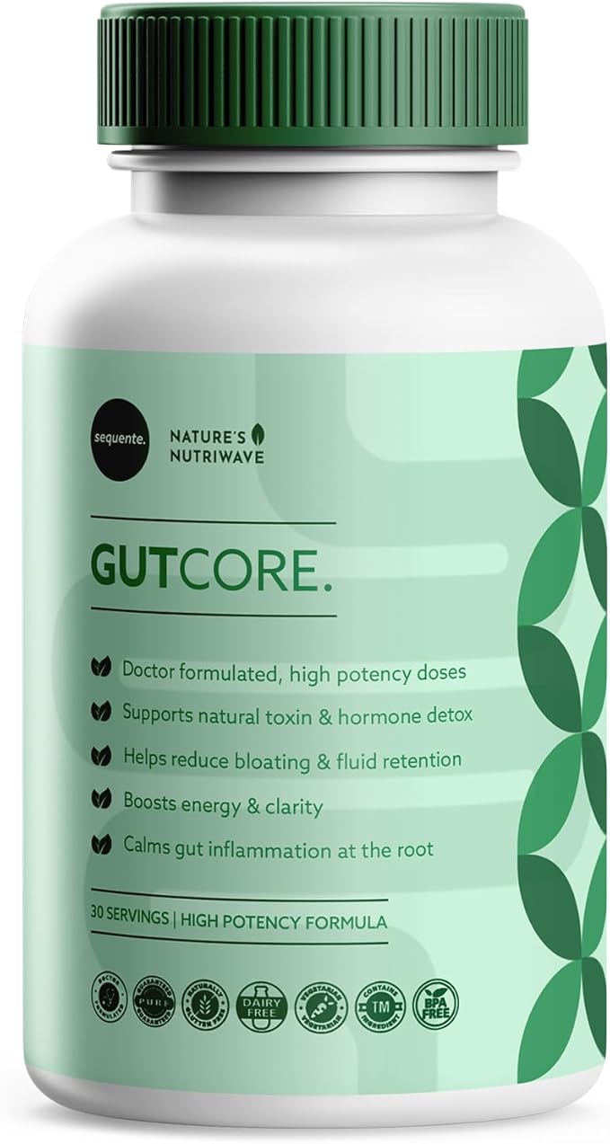 Sequente GutCore – Daily Probiotic & Botanical Gummy with Bacillus Coagulans, Chicory Root, Ginger, Lion’s Mane & Herbal Blend – Non-GMO, Stimulant-Free Formula –30 Gummies, 1 Month Supply