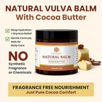 Vulva Balm for Women – No added Fragrance, Vaginal Moisturizer Cream, Hormone-Free, Vulva Cream for Dryness and Itching, Feminine Balm, Wet Hydration (3 oz, Cocoa Butter)
