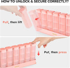 KOVIUU Weekly Pill Organizer 3X a Day, Detachable Pill Box 7 Day, Large 3 Times Daily Pill Case, Travel Pill Container Holder, Week Medication Dispenser Pillbox for Vitamin Supplement Medicine, Pink