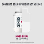 Isopure Clear Whey Isolate Protein Powder, Lactose Free, Gluten Free, Naturally Flavored, Mixed Berry, 20g Protein Per Serving, 14.1 Oz, 16 Servings (Packaging May Vary)