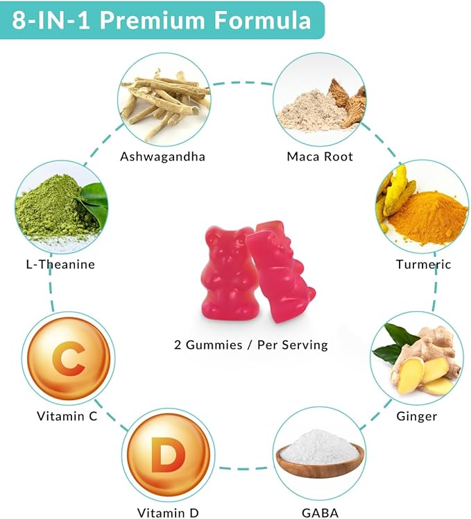 WEEVIT Ashwagandha Gummies with Vitamin D for Women & Men, Ashwagandha Gummy with Maca Root Powder | Organic Ashwa Gummies for Boost Energy