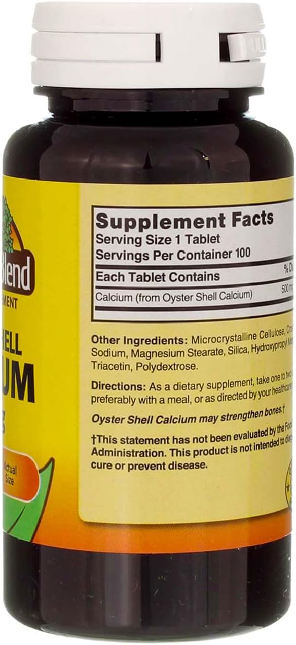 Nature's Blend Oyster Shell Calcium 500 mg Tablets - 100 ct, Pack of 2