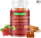 Cinnamon Supplements, Premium Ceylon Cinnamon Gummies 2400mg with Berberine, Turmeric, Apple Cider Vinegar, Bitter Melon, Chromium - Vegan, Non-GMO丨60 Counts