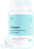 Bettervits Collagen Peptides Complex with Hyaluronic Acid & Turmeric | Hydrolyzed Marine Collagen Supplements for Women & Men | Collagen with Vitamin C for Skin, Hair, Nails & Joints – 60 Capsules