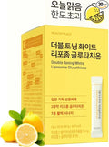 HEALTHY PLACE Double Toning White Liposome Glutathione Korean Beauty Supplement – Liposomal L-Glutathione, Vitamin C 500 mg, Vitamin E, Biotin & Fish Collagen 500 mg, Lime-Lemon Flavor – 30 Packets