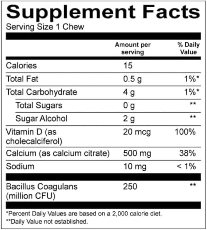BariatricPal Sugar-Free Calcium Citrate Soft Chews | 500mg with Vitamin D & Probiotics | Orange Creamsicle | 90 Count (1 Month Supply)