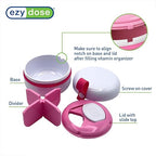 EZY DOSE Mini Vitamin Organizer, Multi Compartments, Portable and Compact Design, Easy Access Sliding Pill Dispenser, Supplement Organizer with Anti-Mix Design, Travel Friendly, Small, White and Pink