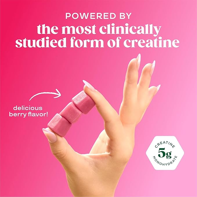 Bloom Creatine Monohydrate Gummies, 5g Per Serving, Sugar Free Creatine Gummy for Workout, Strength, Cognitive Health & Lean Muscle Support, Gluten Free & Non GMO, Berry Boost, 90 Gummies, 30 SVG