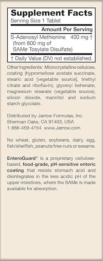 Jarrow Formulas Same Supplement 400 mg - 60 Tablets - High Concentration of Active S,S Form - Supports Joint Health, Liver Function, Brain Metabolism - 60 Servings (Pack of 2)