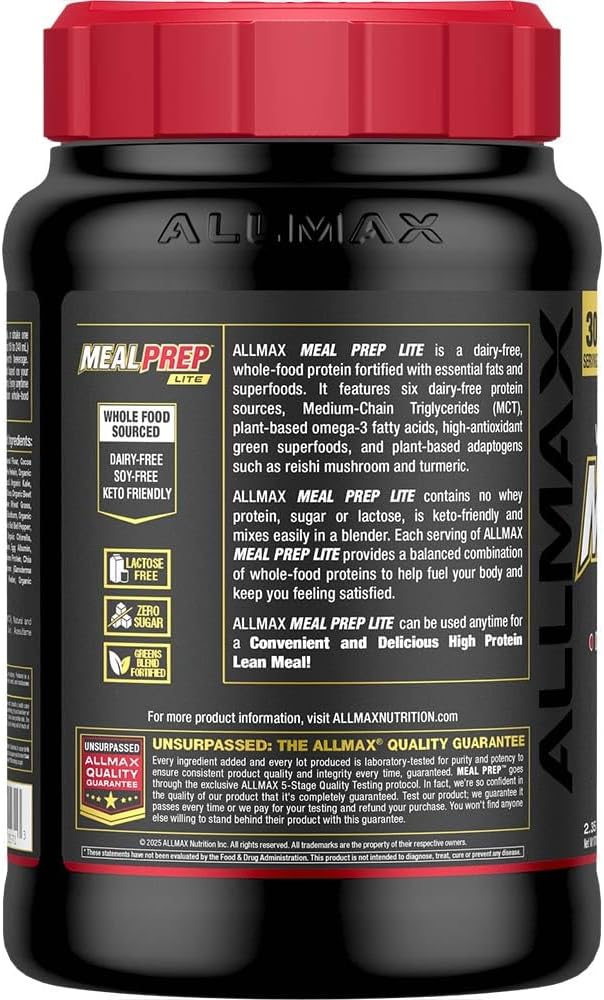 ALLMAX Nutrition MealPrep Lite Whole-Food Protein Powder, Dairy-Free, Keto-Friendly, 23g Protein, 30 Servings (Chocolate Peanut Butter)