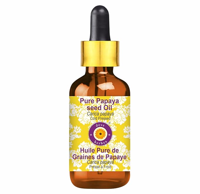 dève herbes Pure Papaya Seed Oil (Carica Papaya) with Glass Dropper Cold Pressed 30ml (1 oz)