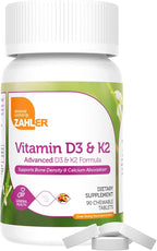 Zahler - Vitamin D3 & K2 Chewable Supplement (90 Count) - Certified Kosher K2 D3 Vitamin 5000 IU Delicious Chew Tablet - Vitamin D & K2 for Calcium Absorption, Bone Density & Immune Support
