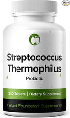 Streptococcus Thermophilus Probiotic Supplement 240 Tablets 3 Billion CFU Probiotics for Men & Women Supports Intestinal Digestive & Gut Health (240, Streptococcus Thermophilus)
