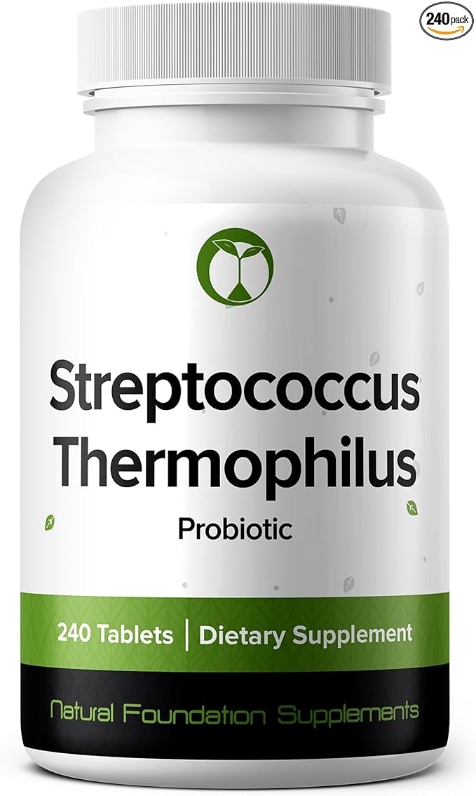 Streptococcus Thermophilus Probiotic Supplement 240 Tablets 3 Billion CFU Probiotics for Men & Women Supports Intestinal Digestive & Gut Health (240, Streptococcus Thermophilus)