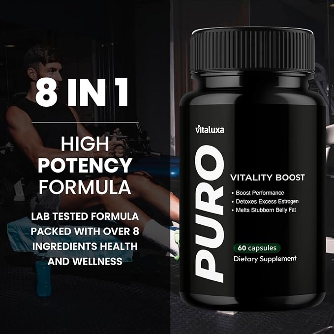 Puro Vitality Boost - Puro Pills Premium Blend Supplement Maximum Strength Daily Natural Vitamins Booster Capsules, Pure Performance Support Advanced Formula Overall Health Wellness (60 Capsules)