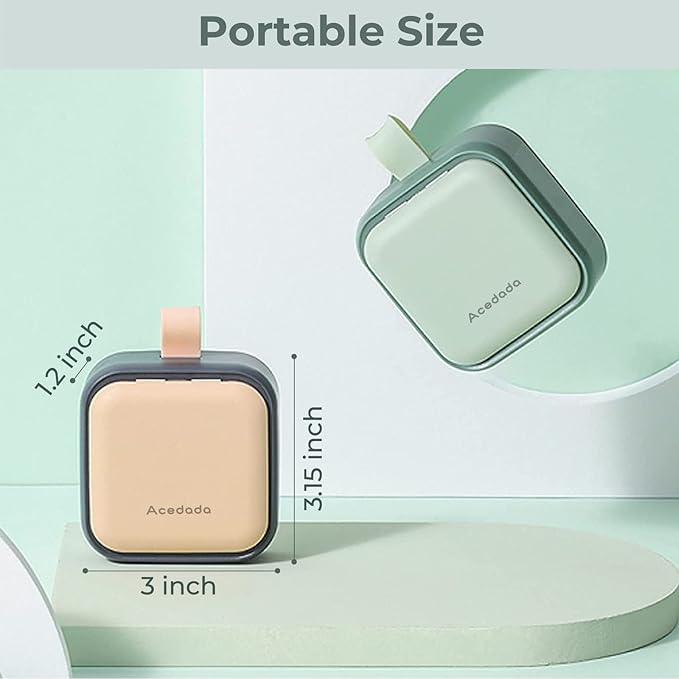 Small Pill Case, Cute Pill Box - Acedada Travel Daily Pill Organizer, Portable Pretty Pill Container for Purse Pocket, Compact Medicine Holder for Vitamins, Fish Oils, Supplements, Green