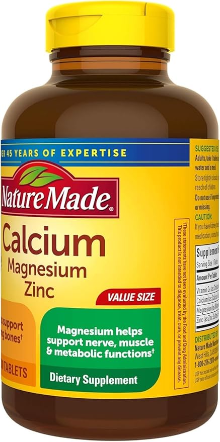 Nature Made Calcium, Magnesium & Zinc w. Vitamin D Tablets Value Size 300 Ct (3 Pack of 300)（Packaging may vary）