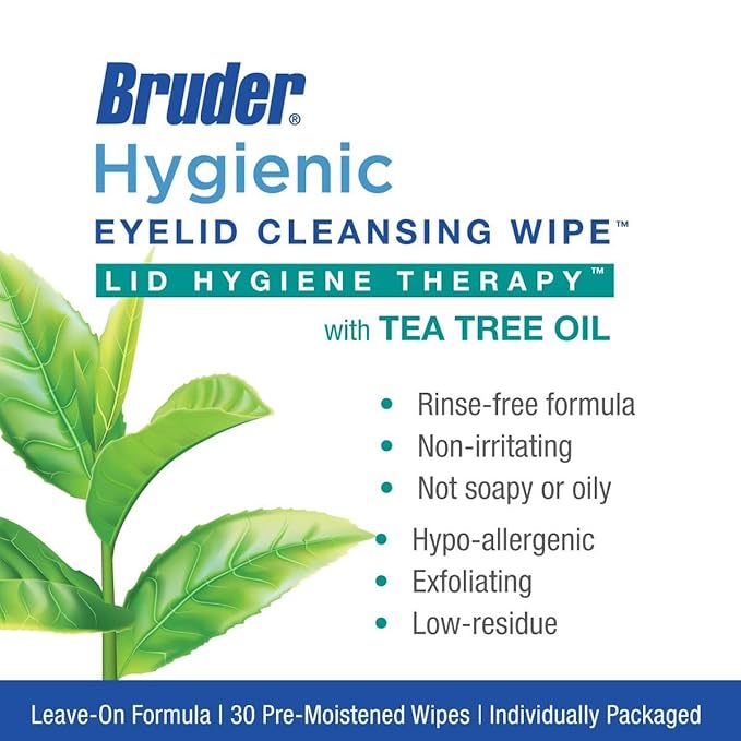 Hygienic Eyelid Cleansing Wipes with Tea Tree Oil 30 Count Box (Pack of 3) l Relief from Demodex l Pre-Moistened, Rinse-Free Exfoliating Wipes Remove Excess Oil and Debris from Eyelids