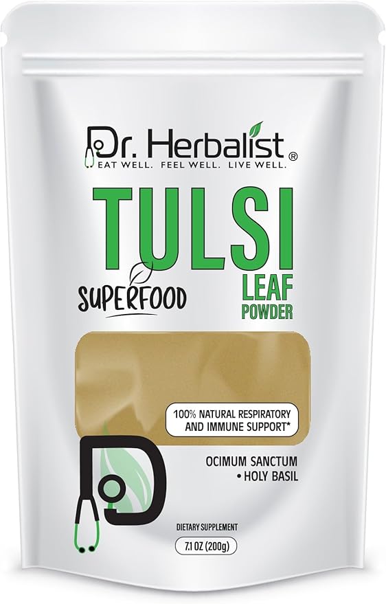 Dr. Herbalist Tulsi Powder 200g - Holy Basil Supplement, Boosts Immunity