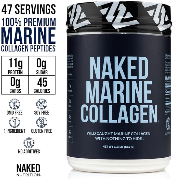 NAKED Marine Collagen Peptides Protein Powder - Unflavored - from Wild Caught Cod - Paleo Friendly, Non-GMO, Soy-Free, Gluten-Free - 47 Servings
