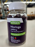 Viteey Moringa Gummies - 4,000mg [from 400mg of 10:1 Extract] of Moringa Supplement Super Greens Gummies - Antioxidant Wellness and Digestive Support - Vegan, Gluten Free - 60 Count