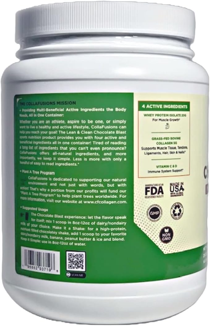 24 Servings, 20g Whey Protein Isolate, 5g Collagen Peptides, Vitamin C & D, Health, Beauty, Recovery, Chocolate