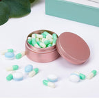 Portable Pill Box Pill Case Daily - Waterproof Single Metal Pill Container for Pocket Purse, Aluminium Alloy Round Daily Medicine Organizer to Hold Vitamins, Fish Oil, Medicine Medium Size