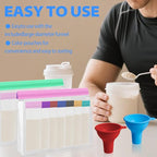 30Pcs Portable Protein Powder Travel Container Set, Reusable Powder Supplement Container To Go with 3Pcs Large Bags, 21Pcs Single-Dose Bags, 2Pcs Funnel & Spoon, Ideal for Gym & Travel