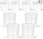 Wide Mouth Travel Containers, PP Clear Leak Proof Travel Plastic Jars with Lids for Creams Lotion Cosmetic, Jewelry Beads, Sample, Small Items Storage (4 Pcs 3.4 oz，4 Pcs 8 oz)