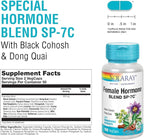 SOLARAY Female Hormone Blend SP-7C | W/Black Cohosh, Dong Quai, Passion Flower, Wild Yam & More | 100 VegCaps, 50 Serv.